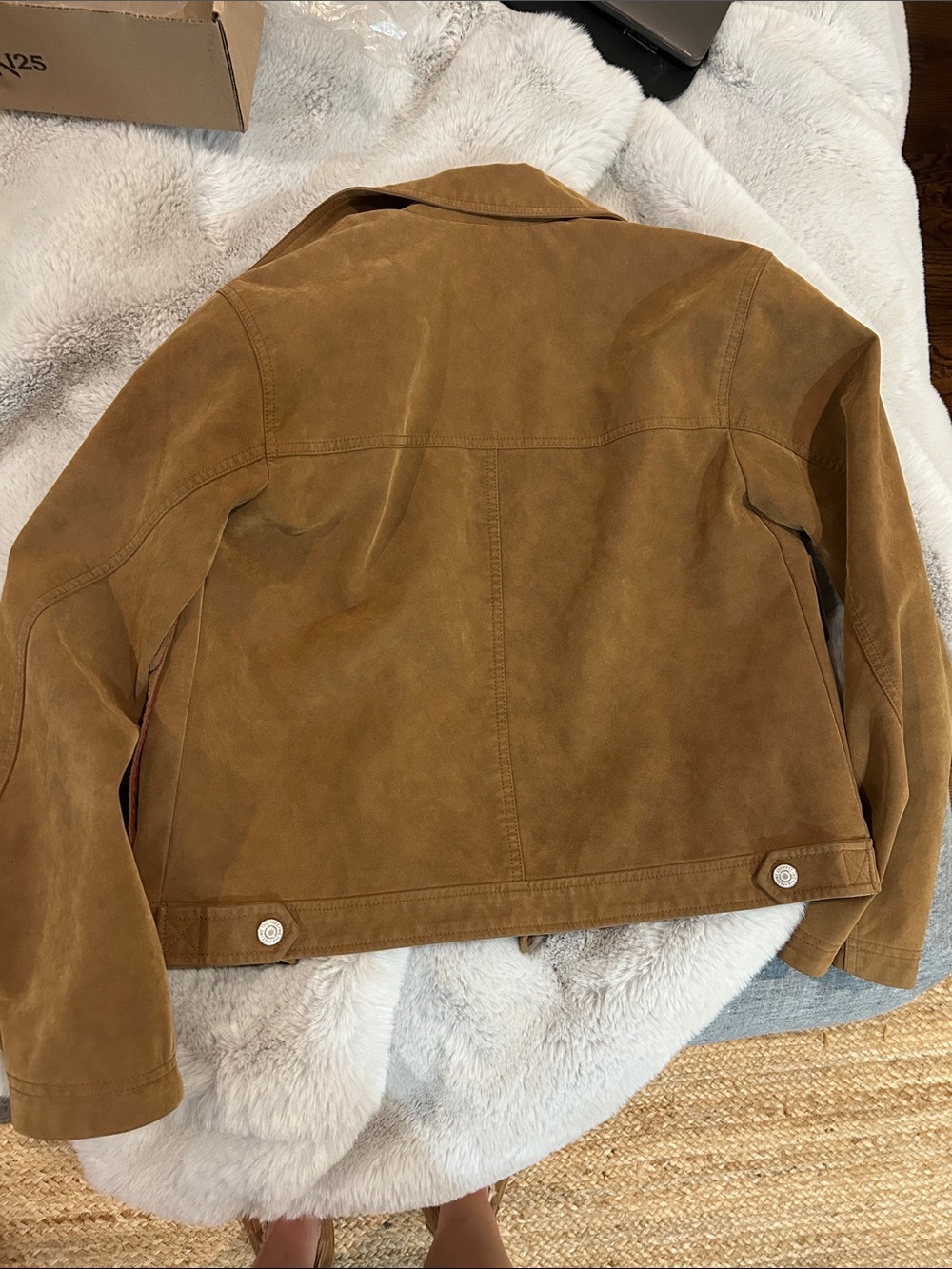 Free People We The Free Blair Vegan Faux Leather Suede Jacket Caramel Cafe XS - Picture 7 of 7